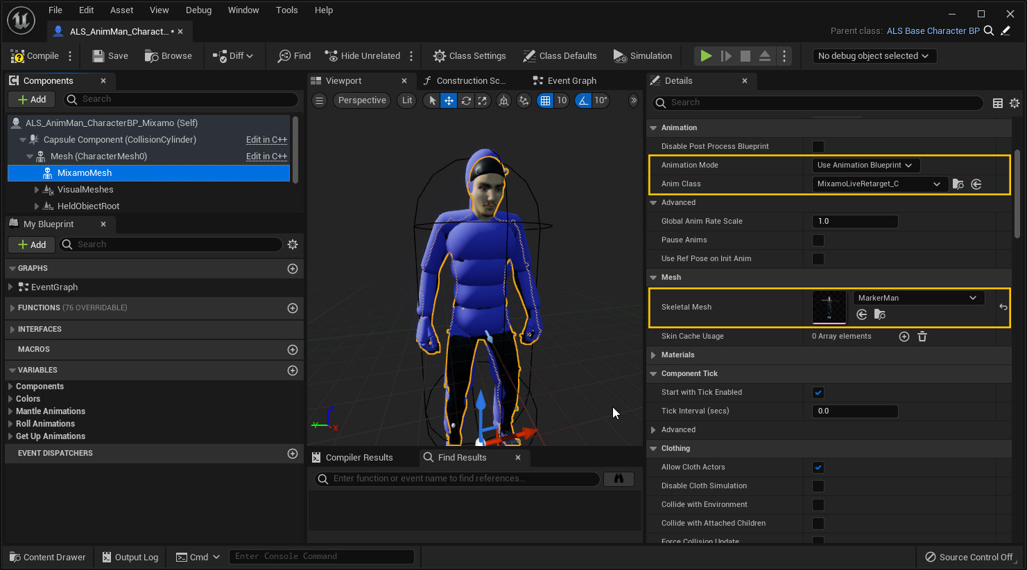 Setting up the Skeletal Mesh component