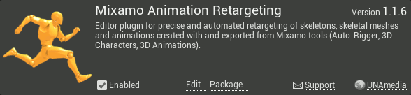 Enable the Mixamo Animation Retargeting plugin