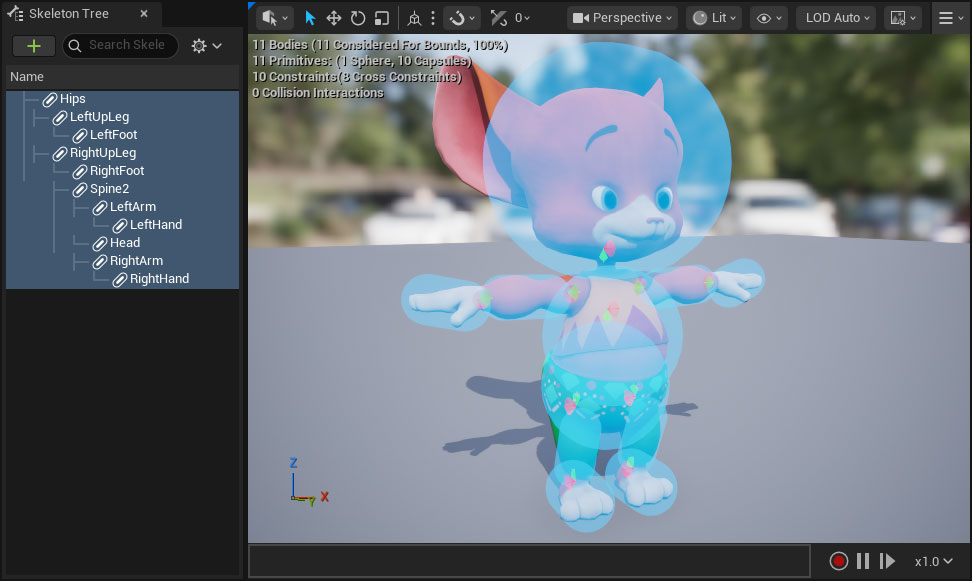 Physics Asset for spacially aware retargeting