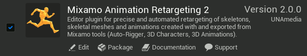 Enable the Mixamo Animation Retargeting plugin