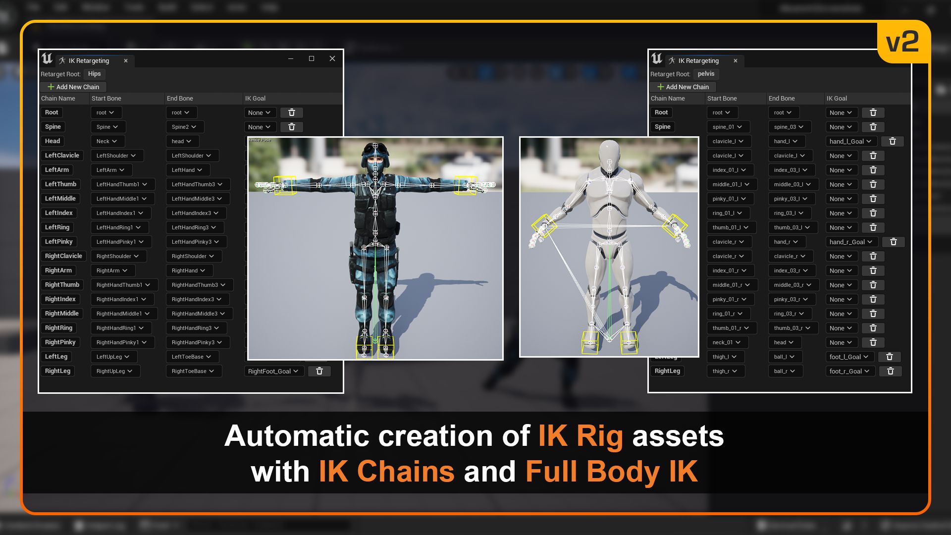 Automatic creation of IK Rig assets with IK Chains and Full Body IK